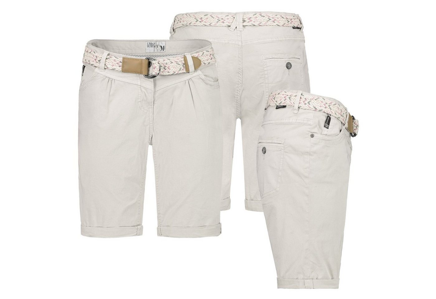 Urban Surface Bermudas Damen Short Bermuda kurze Hose Sommer Chino Stoff knielang mit Gürtel von Urban Surface