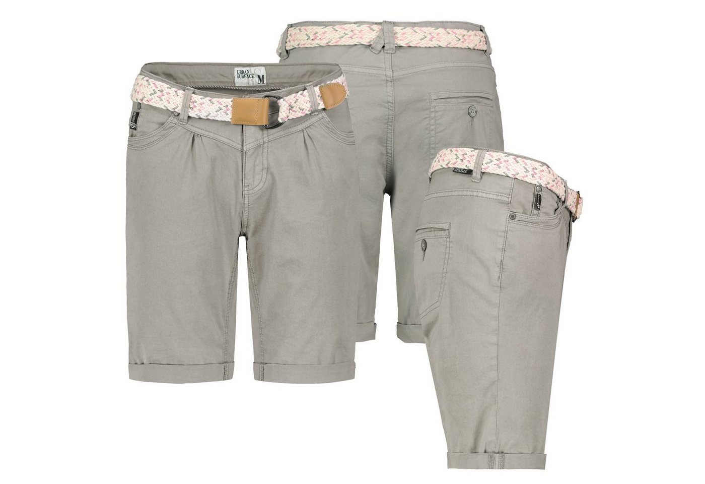 Urban Surface Bermudas Damen Short Bermuda kurze Hose Sommer Chino Stoff knielang mit Gürtel von Urban Surface