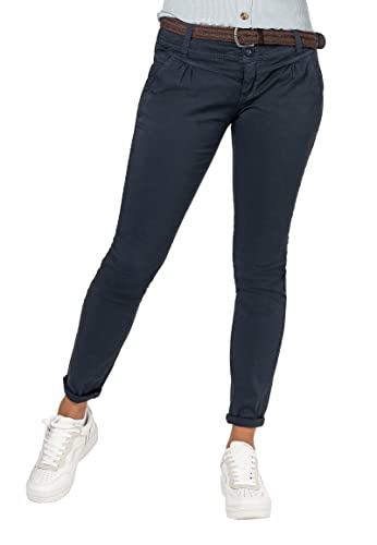 Urban Surface Damen Chino Stoff-Hose mit Flecht-Gürtel Blue XL von Urban Surface