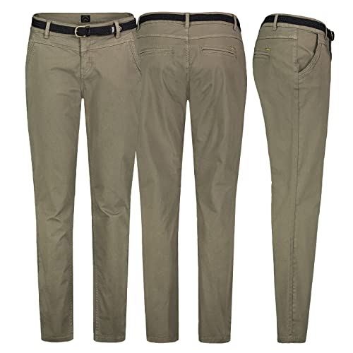 Urban Surface Damen Chino Hose Stoffhose inkl.Gürtel Businesshose Sommer Freizit, Hosengröße:M / 38, Farbe:wasched Olive von Urban Surface