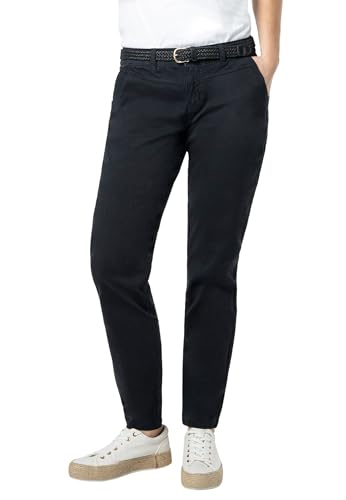 Urban Surface Damen Chino Stoff-Hose mit Flecht-Gürtel Dark-Blue L von Urban Surface