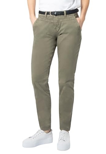 Urban Surface Damen Chino Stoff-Hose mit Flecht-Gürtel Middle-Green L von Urban Surface