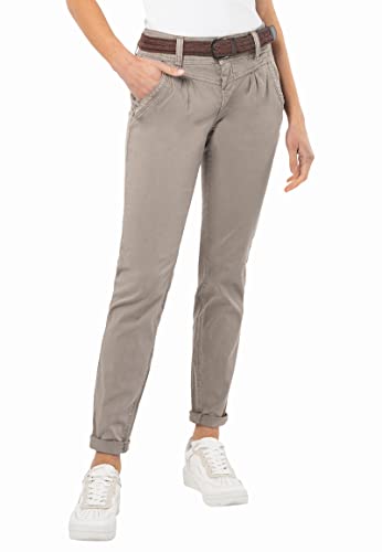 Urban Surface Damen Chino Stoff-Hose mit Flecht-Gürtel Middle-Grey XL von Urban Surface