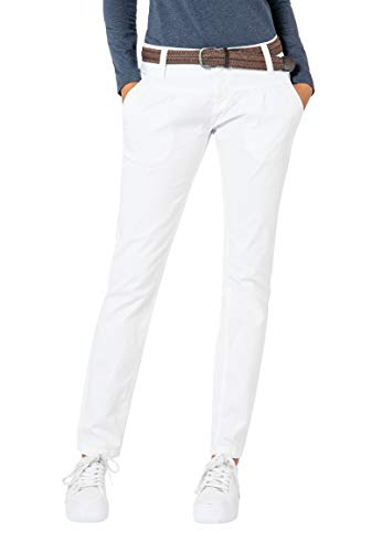 Urban Surface Damen Chino Stoff-Hose mit Flecht-Gürtel White L von Urban Surface