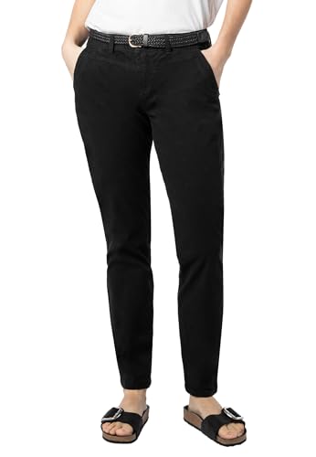 Urban Surface Damen Chino Stoff-Hose mit Flecht-Gürtel black1 L von Urban Surface