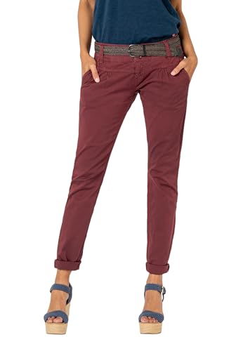 Urban Surface Damen Chino Stoff-Hose mit Flecht-Gürtel red XL von Urban Surface