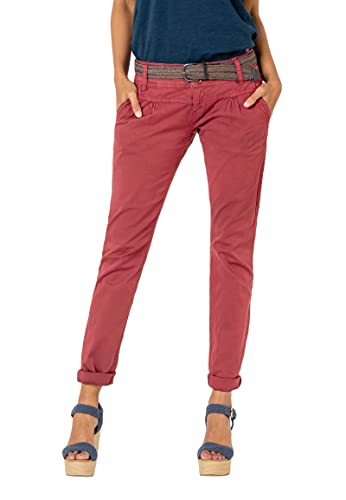 Urban Surface Damen Chino Stoff-Hose mit Flecht-Gürtel red XXL von Urban Surface