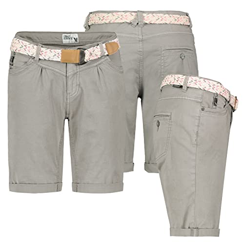 Urban Surface Damen Short Bermuda Kurze Hose Sommer Chino Stoff Knielang mit Gürtel, Hosengröße:L / 40, Farbe:Taupe Grau von Urban Surface