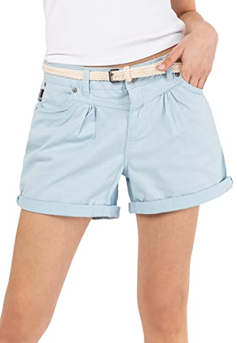 Urban Surface Damen Shorts mit schmalem Gürtel Kurze Hose Light-Blue S von Urban Surface