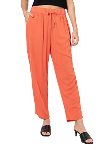 Urban Surface Damen Viskose Stoffhose sommerlich locker orange XL von Urban Surface