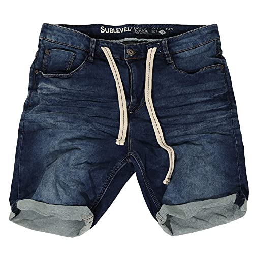 Urban Surface Herren Joggshorts LUS-136 Sweat-Bermuda in Jeans-Optik Washed Middle Blue Denim W36 von Urban Surface