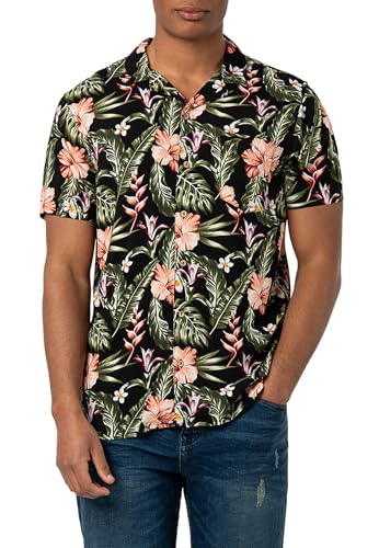 Urban Surface Herren Kurzarmhemd Alloverprint Tropical Flowers Black XXL von Urban Surface