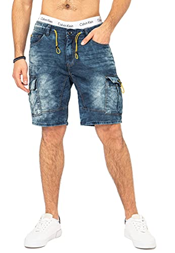 Urban Surface Herren Sweat Denim Cargo-Shorts in Jeans Optik Middle-Blue 36 von Urban Surface