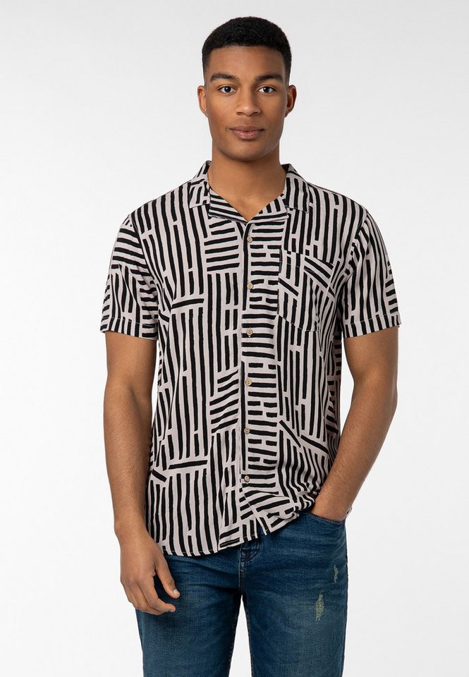 Urban Surface Kurzarmhemd Herren Freizeithemd Allover-Print Tropical Flowers Freizeithemd, Kentkragen, Brusttasche von Urban Surface