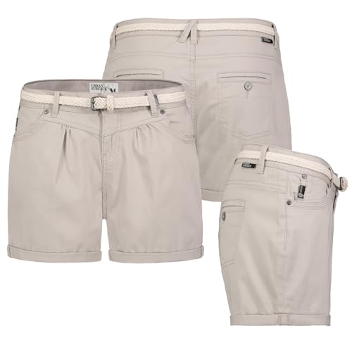 Urban Surface Short Bermuda Kurze Hose Sommer Chino Shorts Stoff Hotpants mit Gürtel, Hosengröße:M / 38, Farbe:Beige von Urban Surface