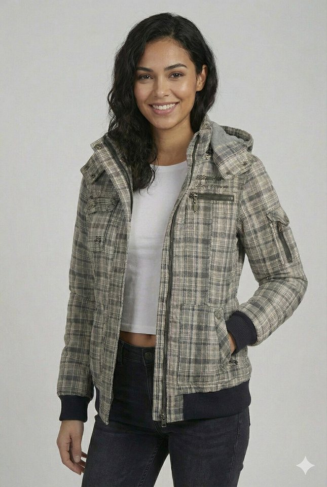 Urban Surface Winterjacke Karierte Damen Kapuzenjacke im Bomber-Stil von Urban Surface