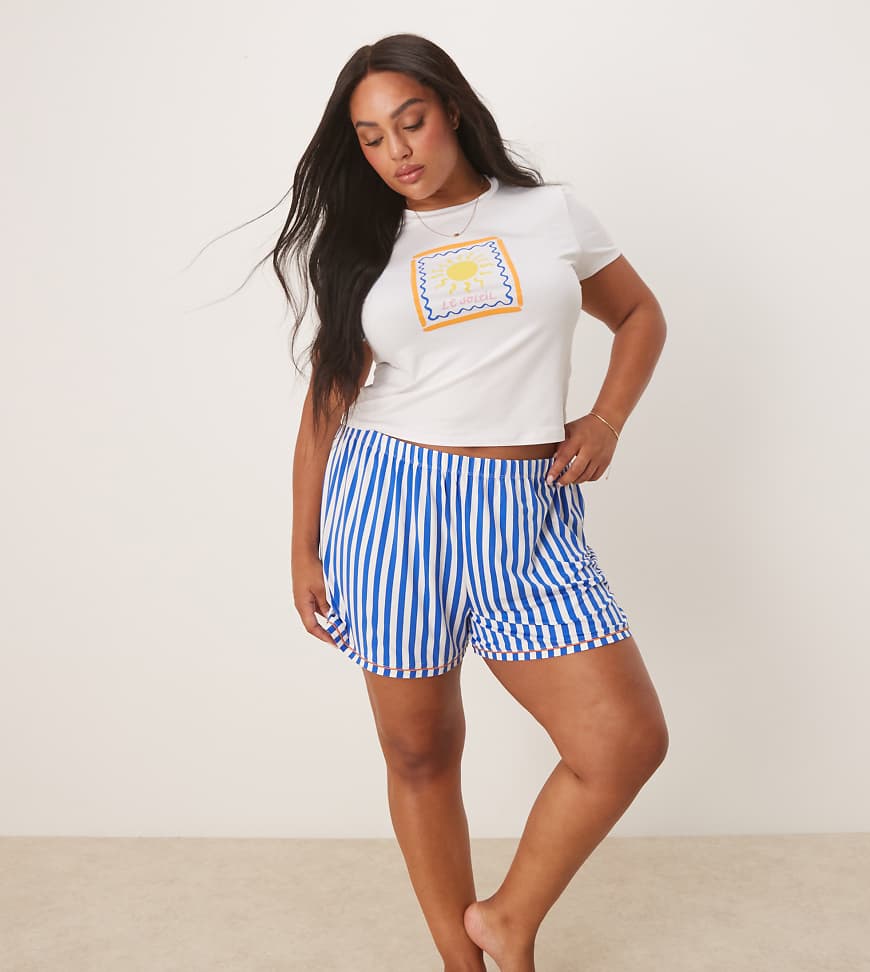 Urban Threads Curve - Gestreifte Pyjama-Shorts mit Oversize-Schnitt, Kombiteil-Bunt von Urban Threads