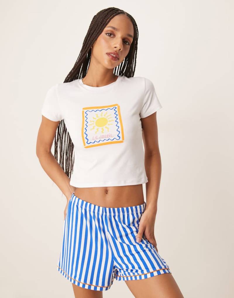 Urban Threads - Knapp geschnittenes T-Shirt mit auffälligem Sommer-Print, Kombiteil-Bunt von Urban Threads