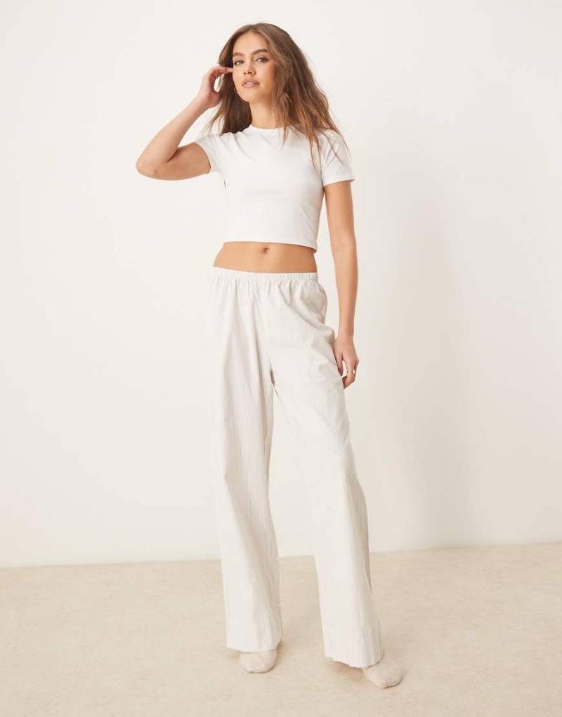Urban Threads - Mehrfarbiger Baumwoll-Pyjama mit kurzärmligem Pointelle-Oberteil und gestreifter Hose-Bunt von Urban Threads