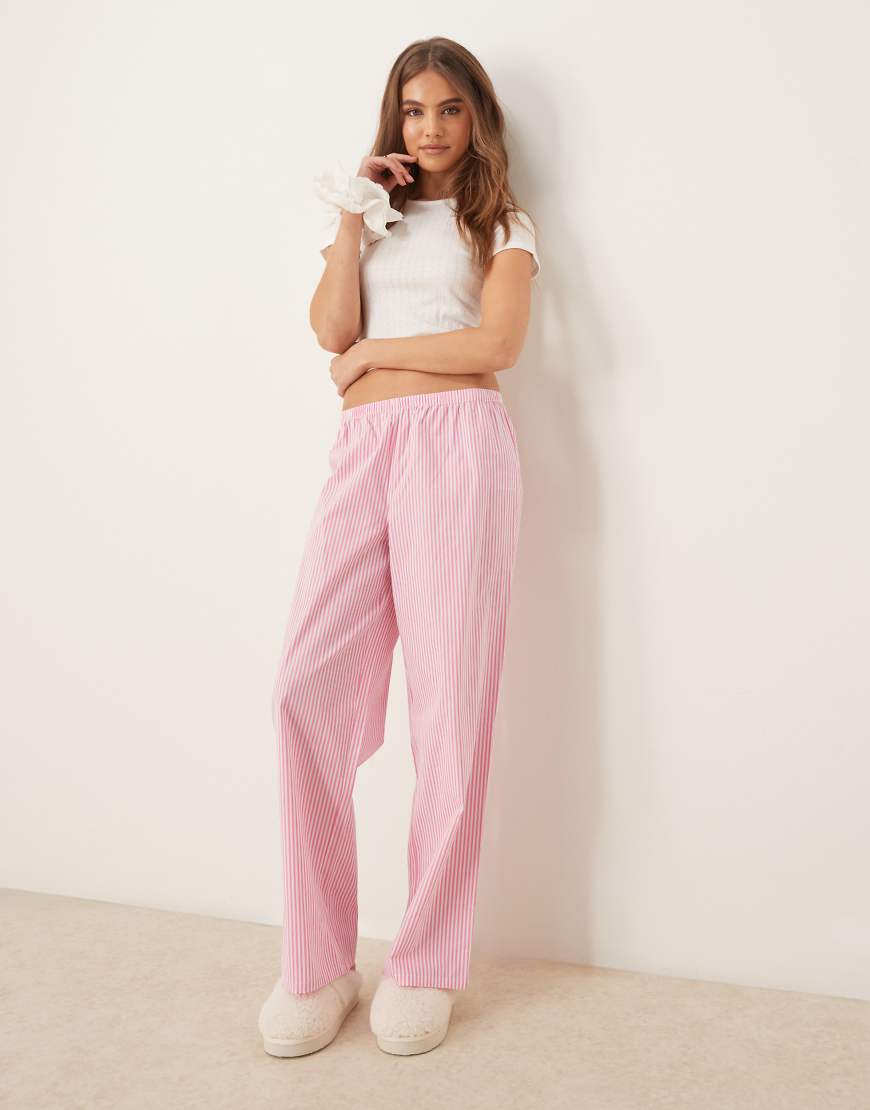 Urban Threads - Mehrfarbiger Baumwoll-Pyjama mit langärmligem Pointelle-Oberteil und gestreifter Hose-Bunt von Urban Threads