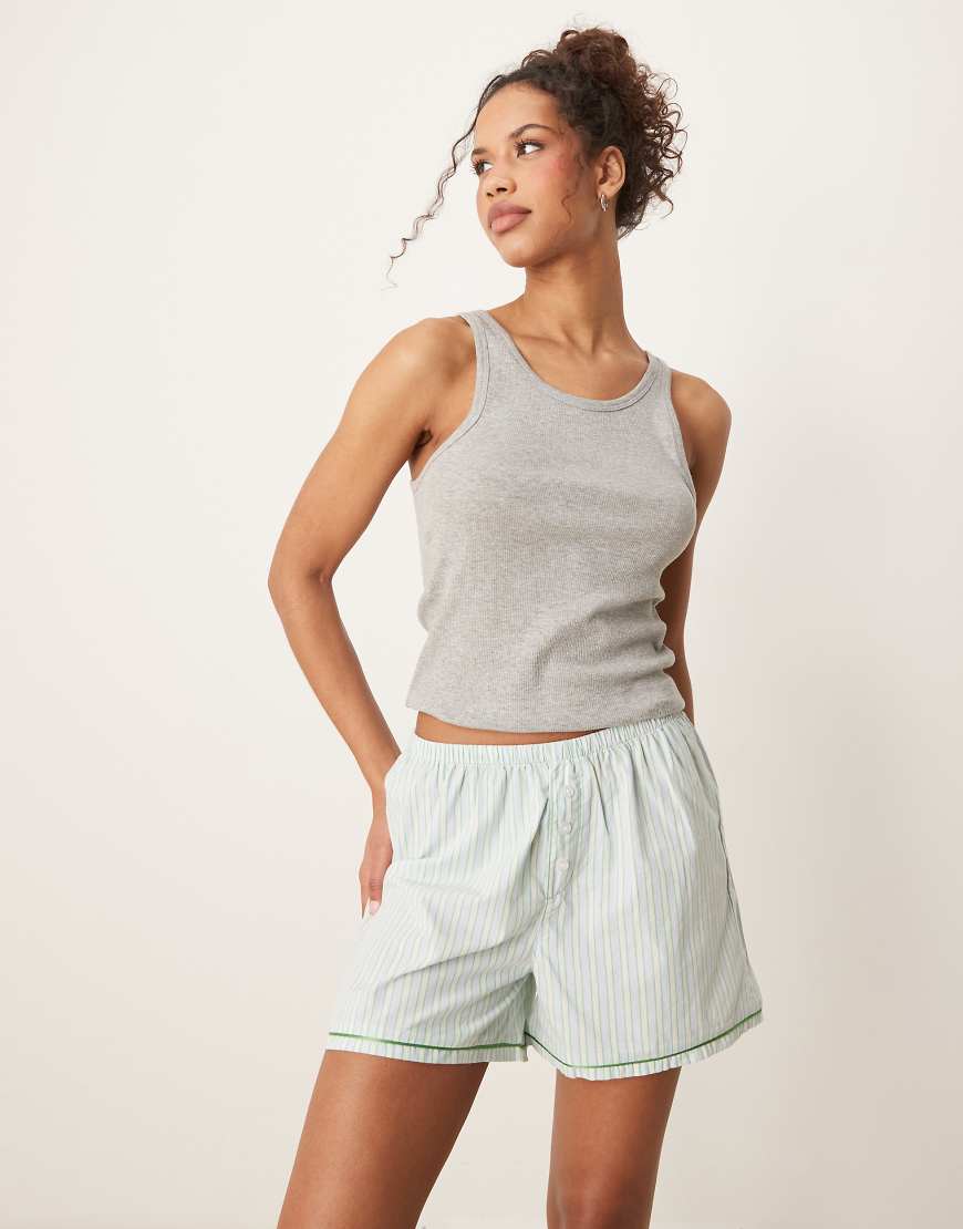 Urban Threads - Mix and Match - Boxershorts aus Webstoff mit Streifen in Grün und Blau-Bunt Urban Threads - Mix and Match - Boxershorts aus Webstoff mit Streifen in Grün und Blau-Bunt von Urban Threads