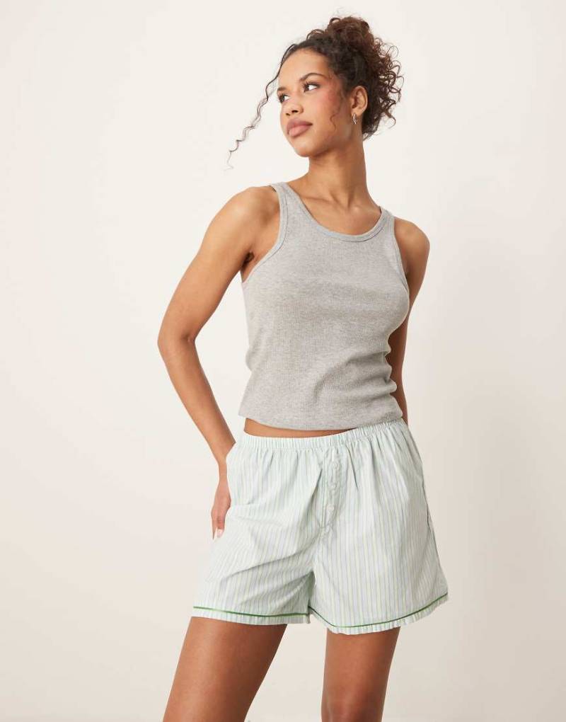 Urban Threads - Mix and Match - Boxershorts aus Webstoff mit Streifen in Grün und Blau-Bunt von Urban Threads