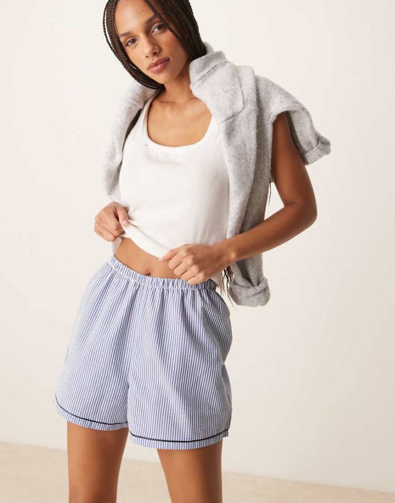 Urban Threads - Mix & Match - Boxershorts aus Webstoff mit blauen Streifen von Urban Threads