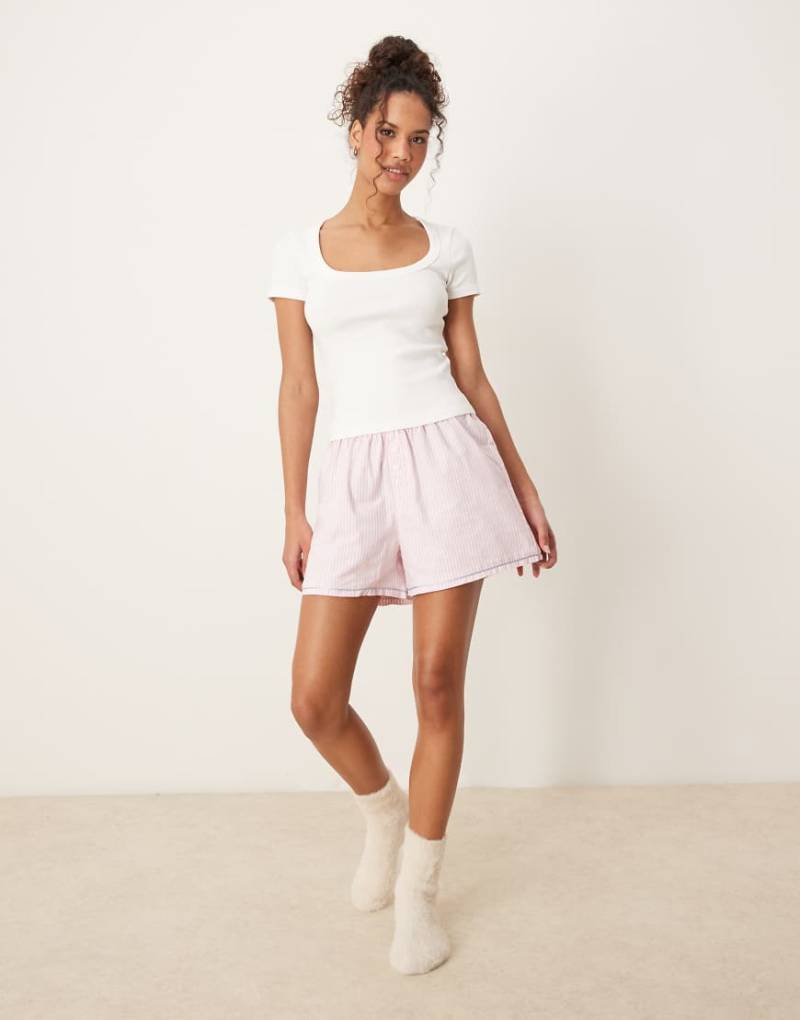 Urban Threads - Mix & Match - Boxershorts aus Webstoff mit rosa Streifen von Urban Threads