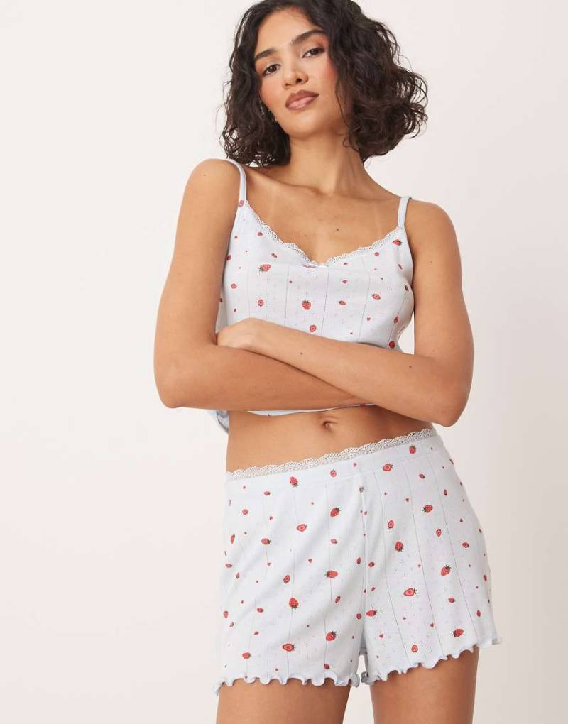 Urban Threads - Pointelle-Shorts mit Erdbeermuster-Bunt von Urban Threads