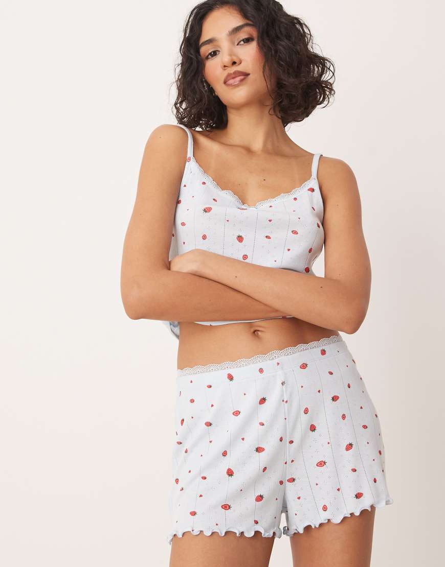 Urban Threads - Pointelle-Shorts mit Erdbeermuster-Bunt von Urban Threads