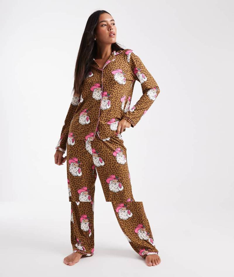 Urban Threads - Pyjama-Set in Braun mit Leopardenmuster und Weihnachtsmannmotiven-Brown Urban Threads - Pyjama-Set in Braun mit Leopardenmuster und Weihnachtsmannmotiven-Brown von Urban Threads