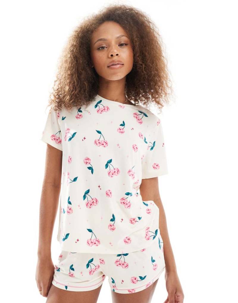 Urban Threads - Pyjama in Rosa mit Discokugel-Kirschmuster von Urban Threads