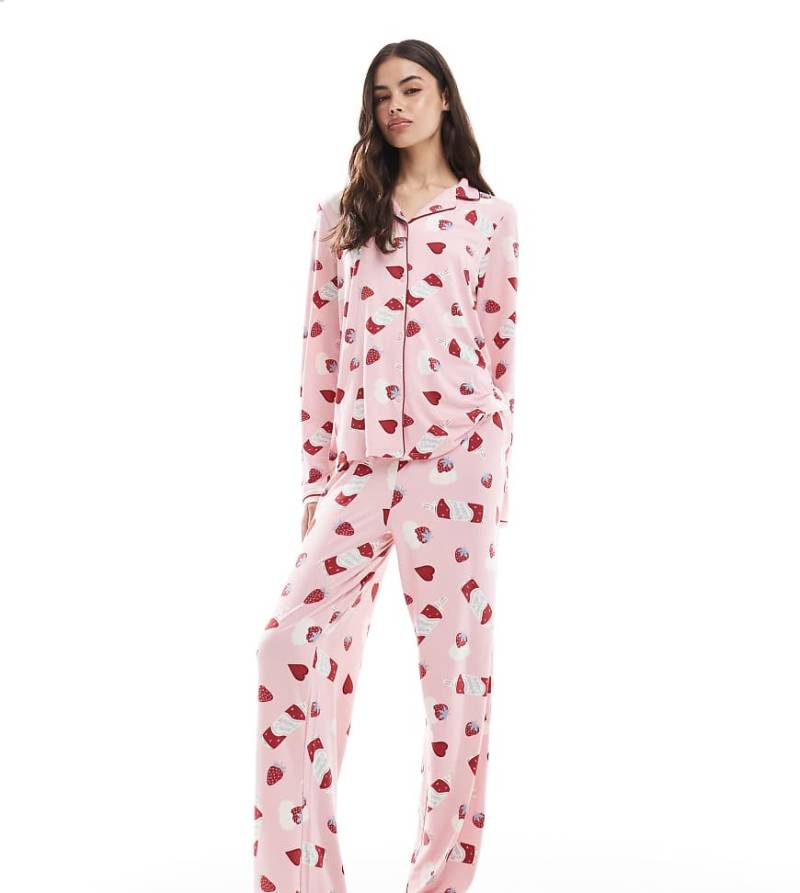 Urban Threads Tall - Pyjama in Rosa mit Nachtisch-Printmuster von Urban Threads