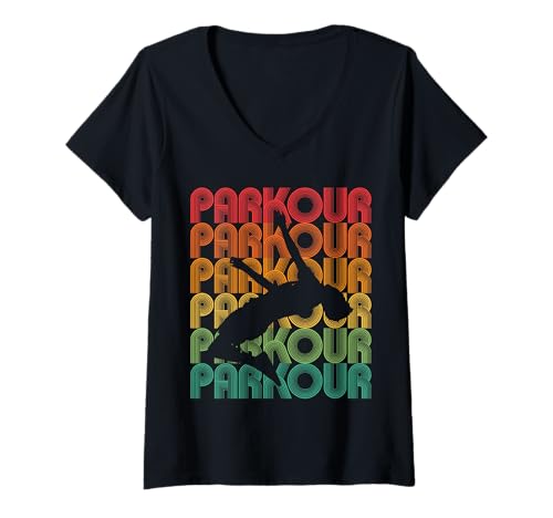 Damen Parkour Typografie Design Parcouring Freerunning Backflip T-Shirt mit V-Ausschnitt Damen Parkour Typografie Design Parcouring Freerunning Backflip T-Shirt mit V-Ausschnitt von Urban Traceurs Pakour Parcouring Designs