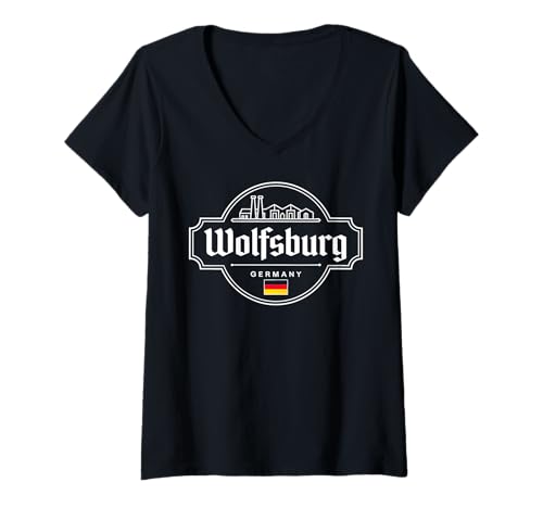 Damen Wolfsburg Deutschland Stadtreise Urban Explorer T-Shirt mit V-Ausschnitt von Urban Wolfsburg Cityscape Germany Gear