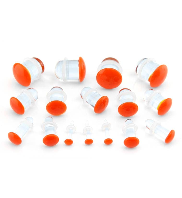 Orange Farbe Front Single Flare Glass Plugs von UrbanBodyJewelry