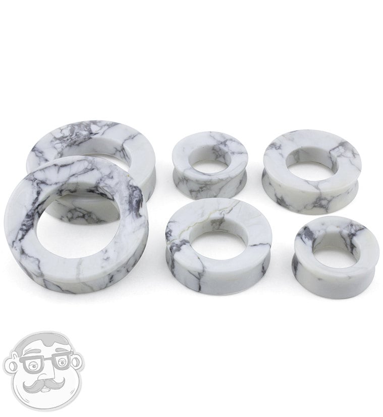 Weiß Howlite Stein Double Flare Tunnels von UrbanBodyJewelry