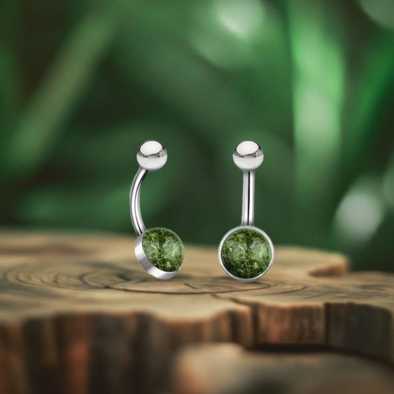 Bauchnabelpiercing Ira Jade Silber // Steinschmuck Piercing Heilstein Fee Elfe Spirituell Bedeutung Minimalistisch von UrbanBohoCraft