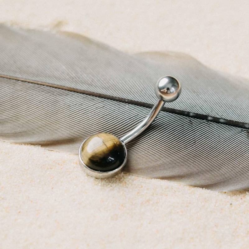 Bauchnabelpiercing Ira Tiegerauge Silber // Heilstein Steinschmuck Piercing Besonderer Schmuck Fee Elfe Minimalistisch Fein Feminin von UrbanBohoCraft