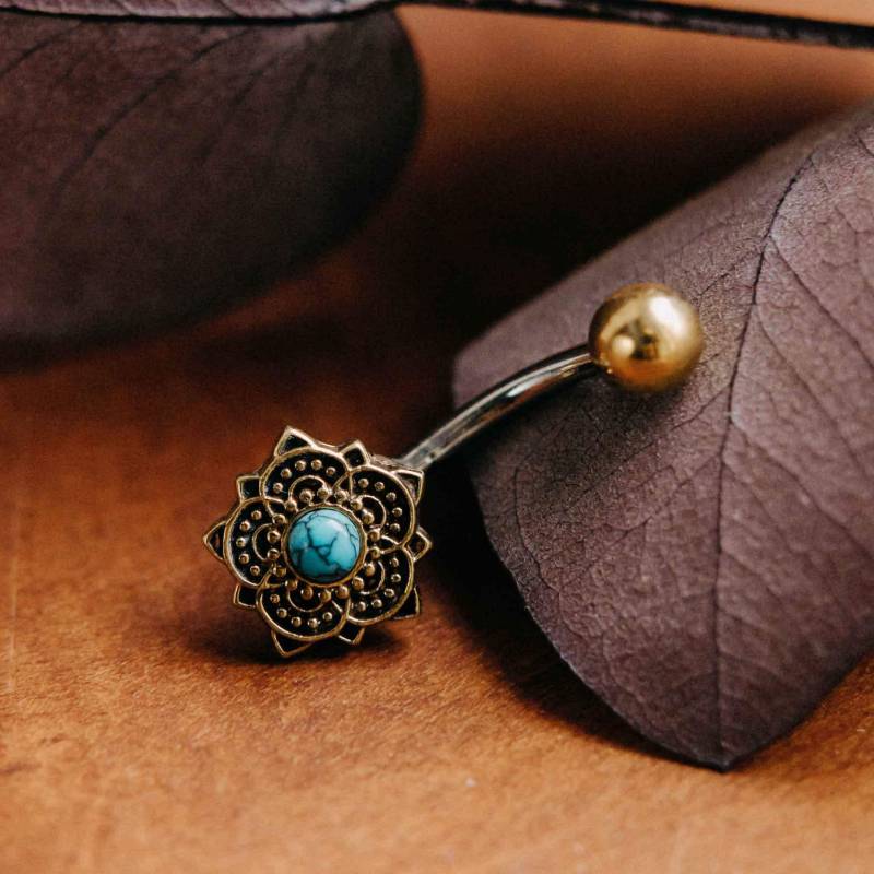 Bauchnabelpiercing Pavitra Gold Türkis von UrbanBohoCraft