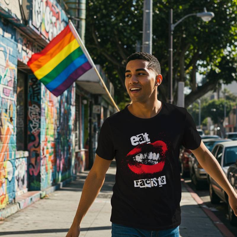 Aktivisten Punk Grunge T-Shirt - Eat Racists Shirt Anti-Rassismus Statement Unisex Festival Demo Protest von UrbanCherryVibes