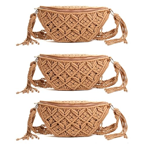 UrbanFlyingFox 3X Japanische Tasche Aus Stroh Tragbare Rattan Gewebe Tasche Mode All-Matching Gewebte Tasche Gürtel Tasche Brust Tasche B von UrbanFlyingFox