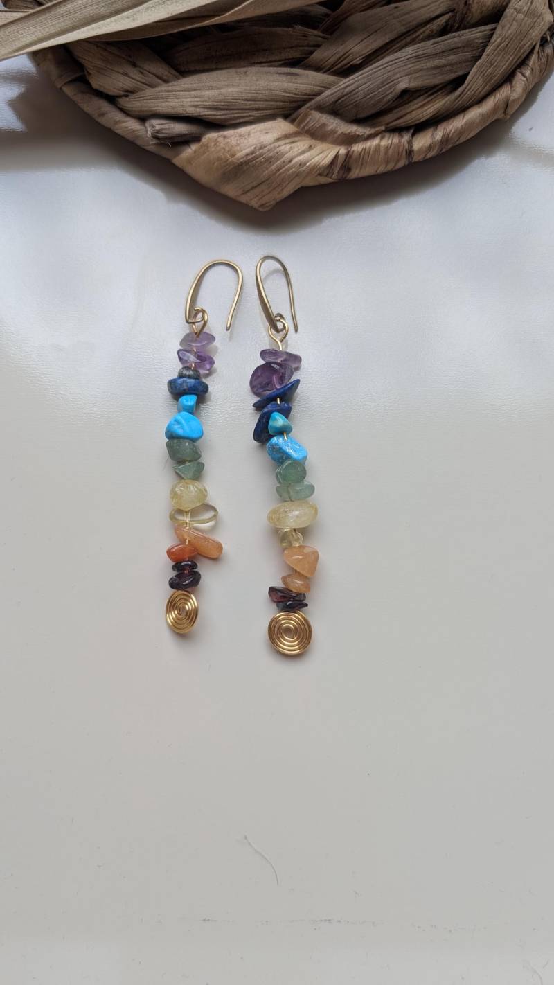 Ohrringe Mit Edelsteine, Ohrringe Boho, Lange Ohrringe, Perlenohrringe von UrbanFoxBerlin