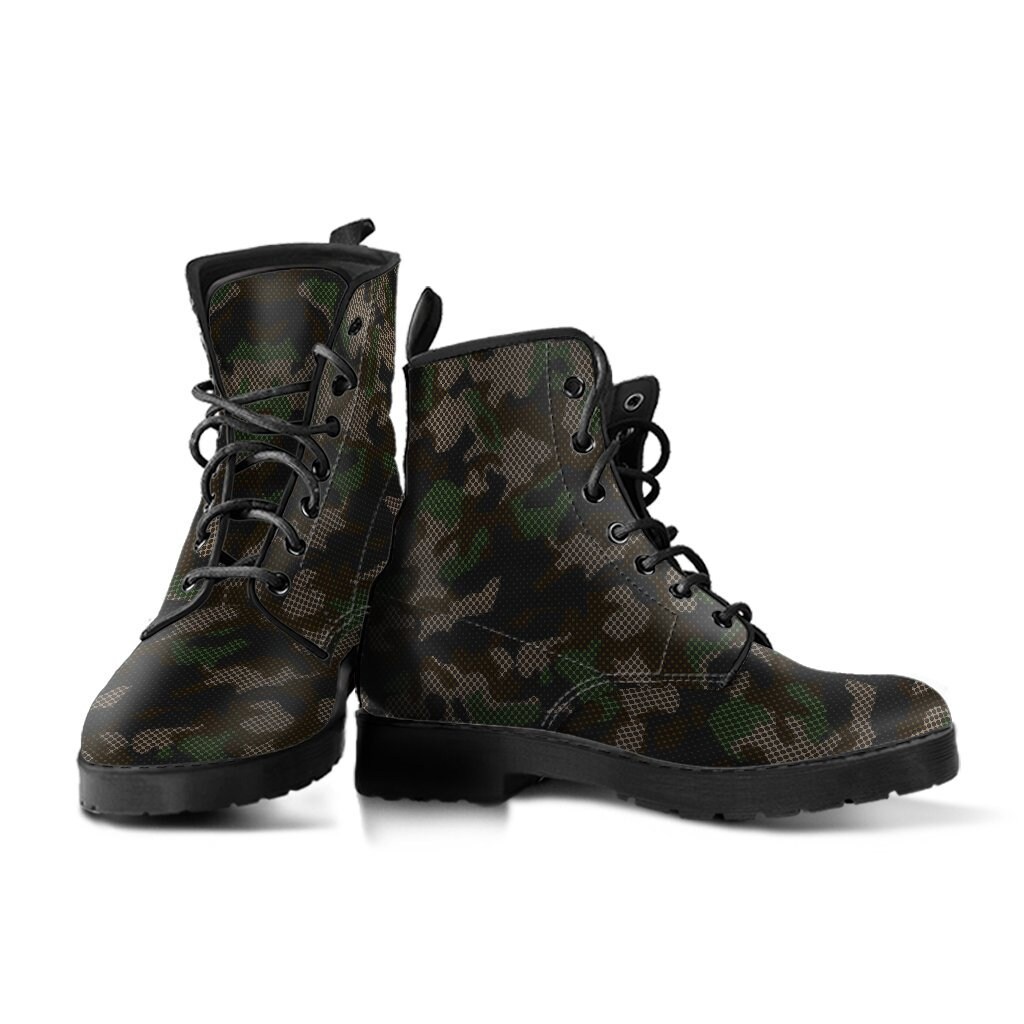 Camouflage Lederstiefel, Handgemachter Custom Print, Herren Damen Winterstiefel von UrbanGiftStore