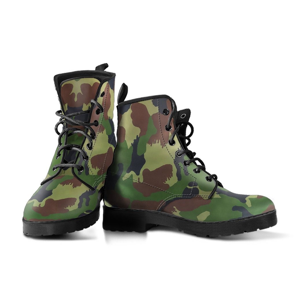 Camouflage Lederstiefel, Handgemachter Custom Print, Herren Damen Winterstiefel von UrbanGiftStore