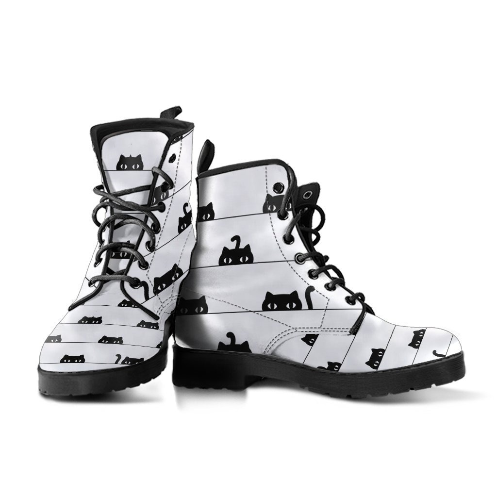 Schwarze Katzenstiefel, Handgemachter Custom Print, Herren Damen Winterstiefel von UrbanGiftStore