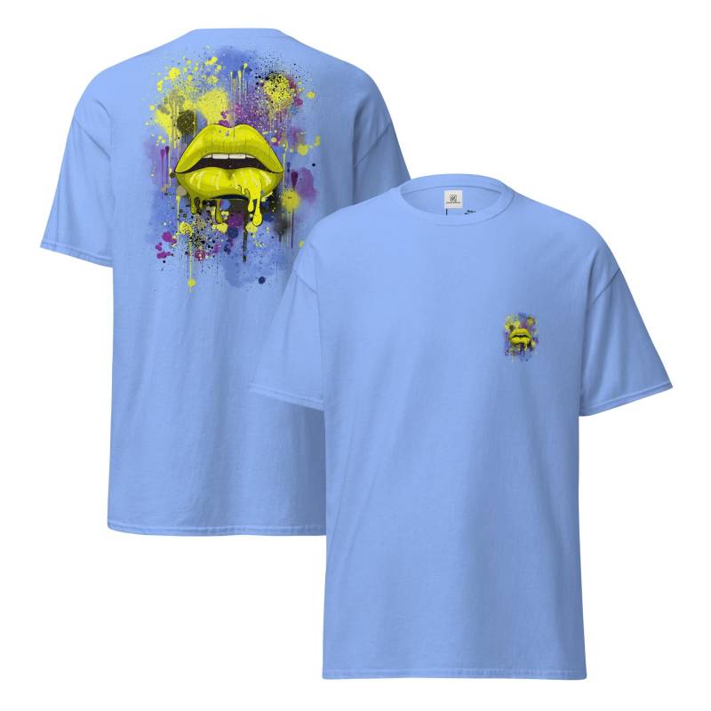 Gelbes Lippen T-Shirt Tropfendes Graffiti Pop Art Übergroßes Unisex Streetwear Shirt Neon Grafikdesign Urbaniconprints von UrbanIconPrints