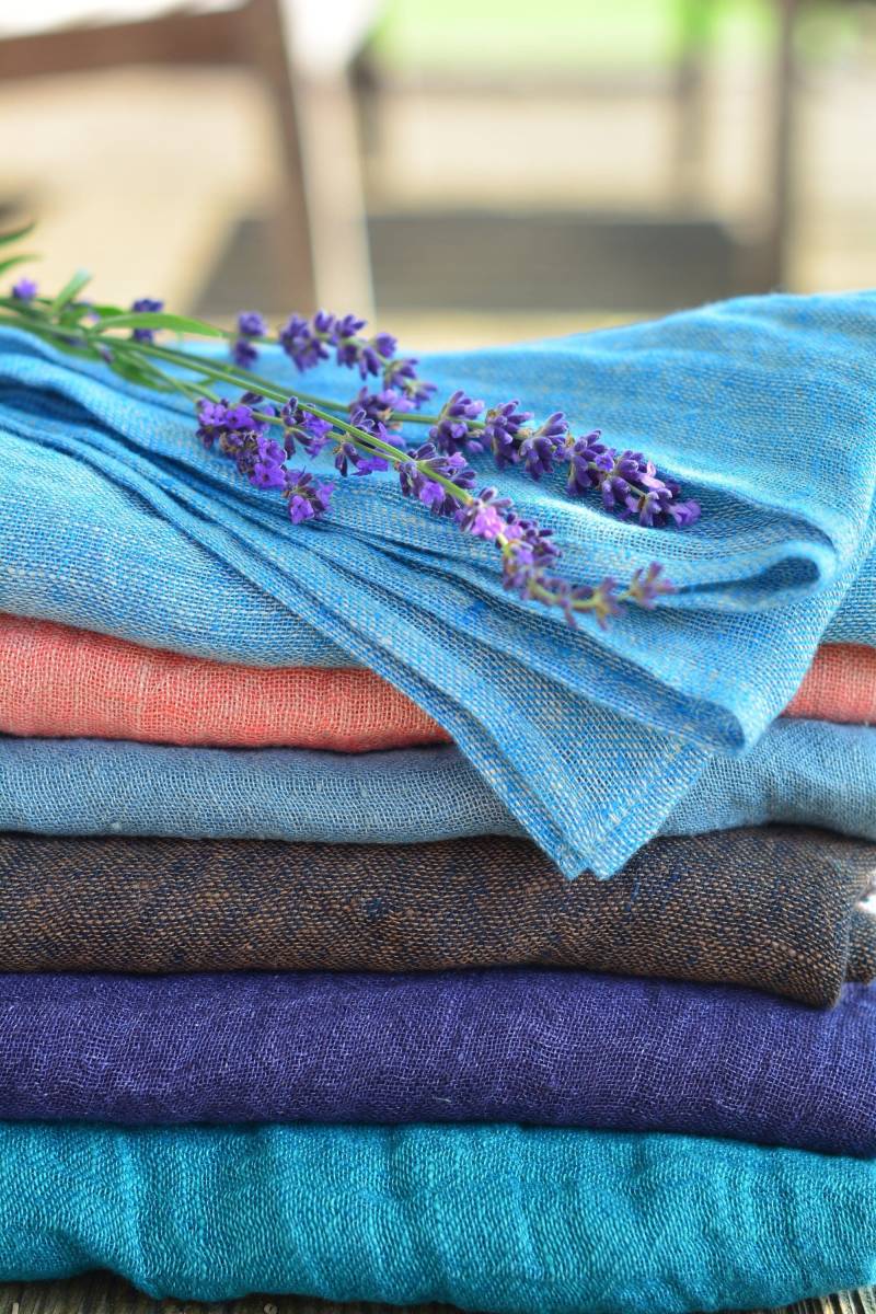 Linen Scarf, Women Men Blue Linen Pink Gauze Boho Lightweight Long Wrap Shawl von UrbanLinen