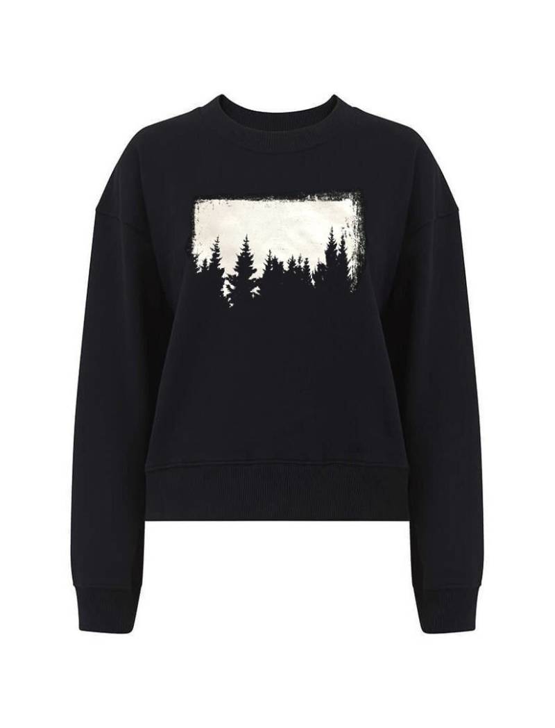 Damen Sweatshirt, Größe Xl, Bio-Baumwolle, Drop Schulter, Wald Bäume Siebdruck Grafik Sweatshirt von UrbanMoonStudio