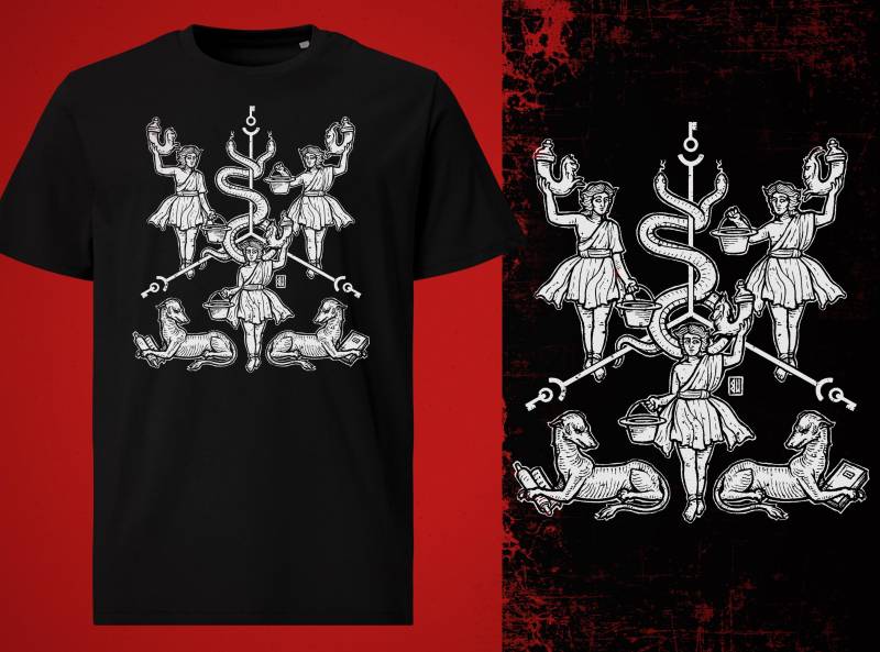 Crossroad Lares T-Shirt | White Print von UrbanMysticArt